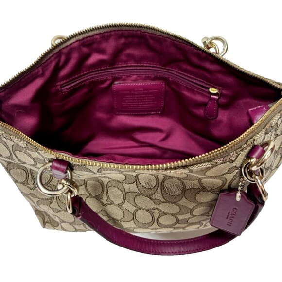 COACH "Kelsey" Handbag Purse Khaki/Dahlia #F36625,As Is staining /discolouration - Picture 11 of 16